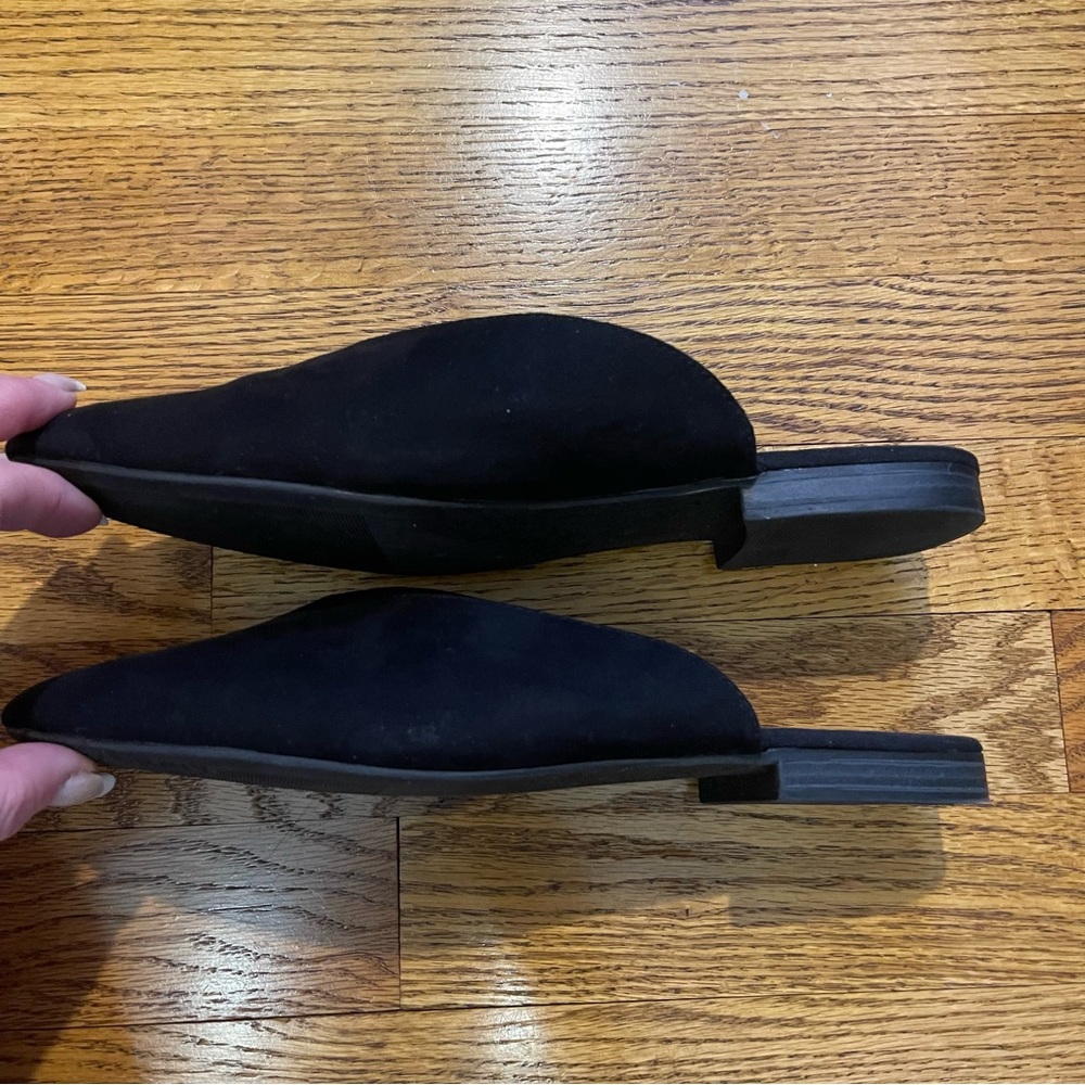 Black Round Toe Faux Suede Mule Slide Shoes - Picture 5 of 10